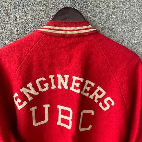 Engineers UBC,Red Wool Varsity Jacket, Unisex Clothes, Vintage Wool Jacket,Gift - Picture 5 of 11